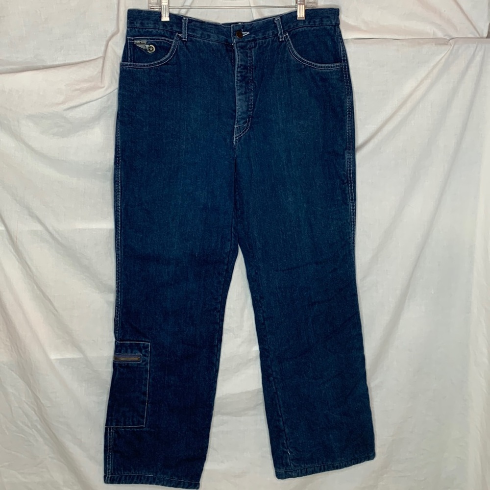 vintage Simpson Flyin Machine flannel lined motorcycle jeans 38x35